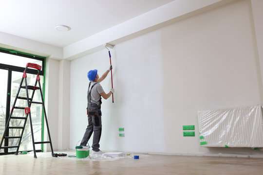 Painter finishing interior work