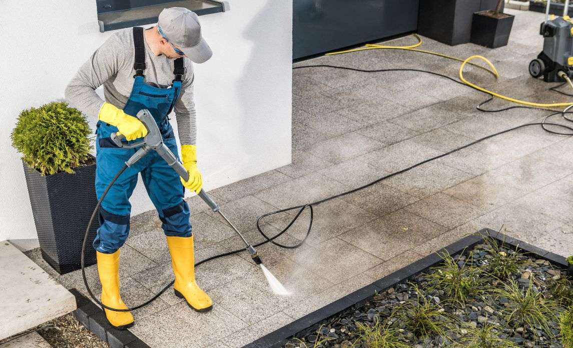 Pressure washing exterior surfaces