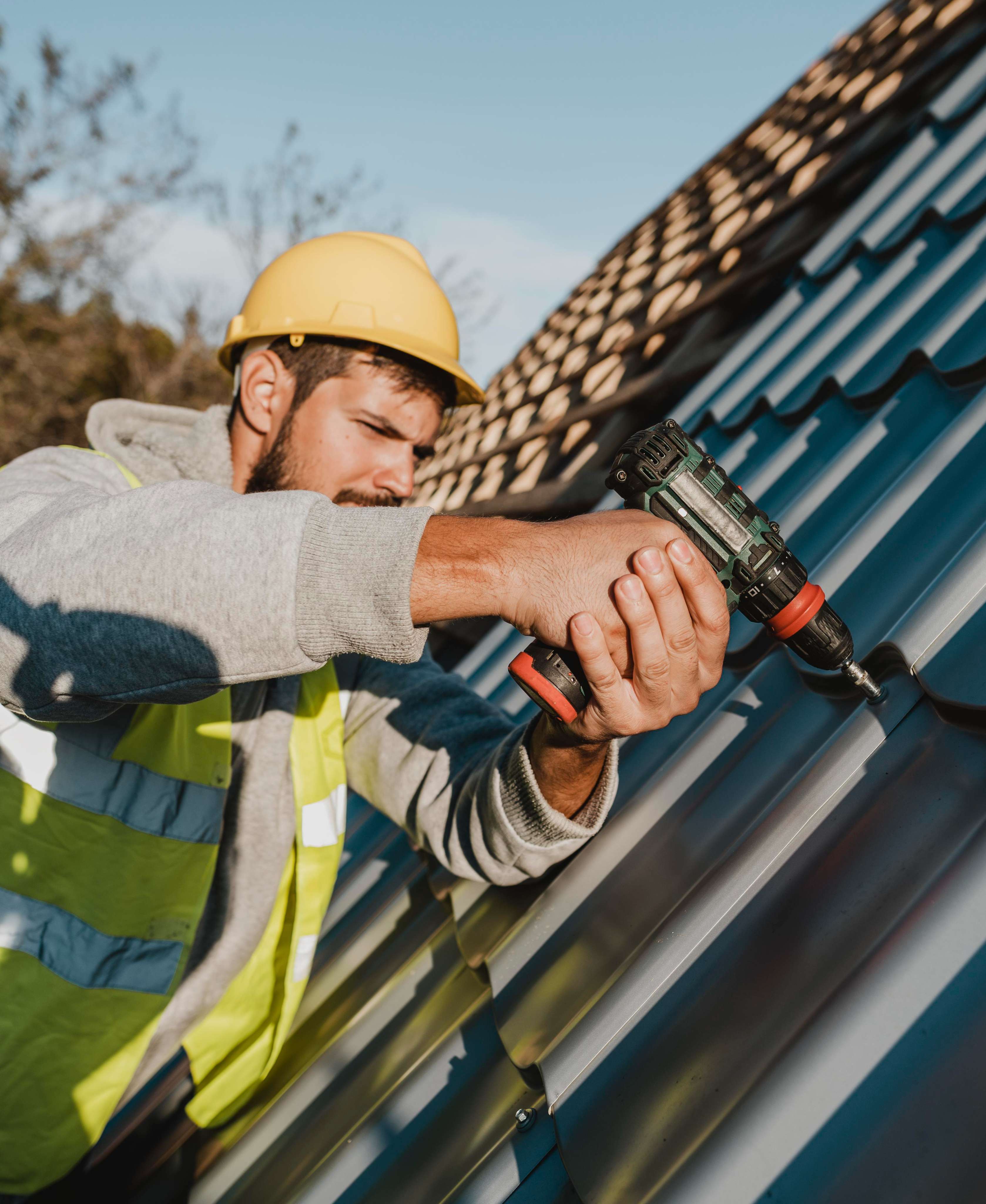 Roofer on a residential roof